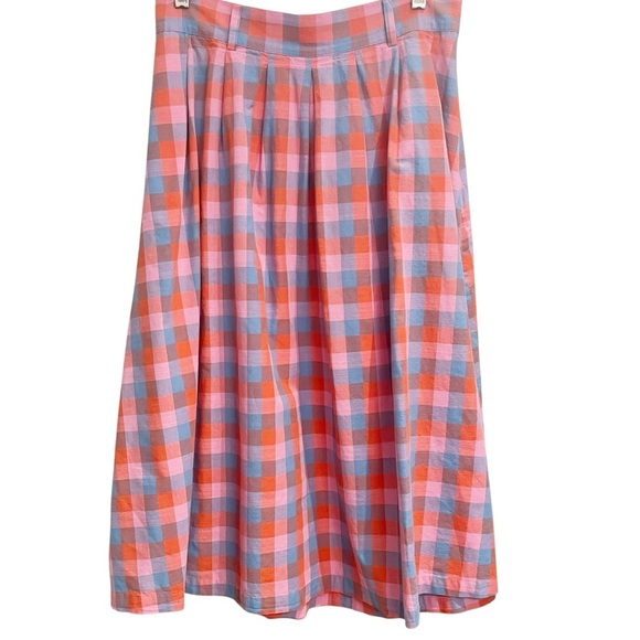 ModCloth x Barbie Retro Plaid A Line Skirt Pink, Red, Blue Pockets Sz 12 - Picture 1 of 7